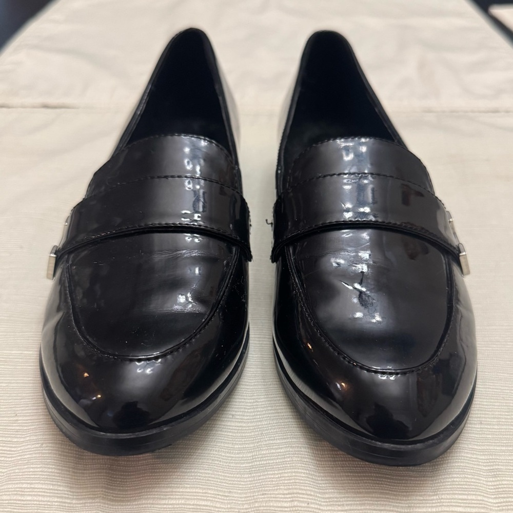 Marc Fisher Black Leather Loafers with Cushioned Sole & Silver Accents 5 1/2 - Picture 7 of 11